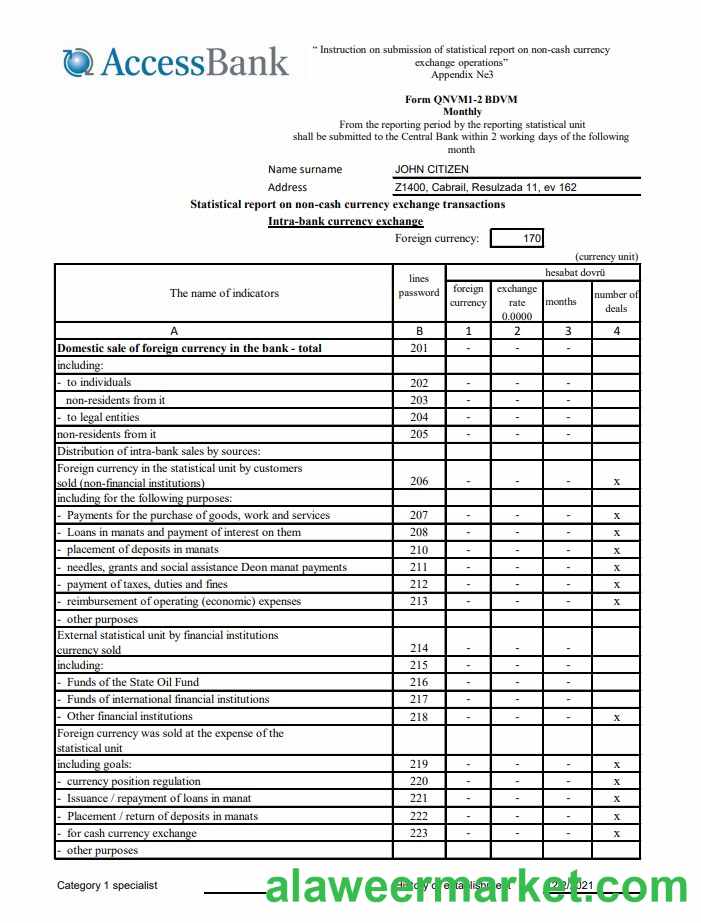 Azerbaijan Access Bank (english) excel pdf
